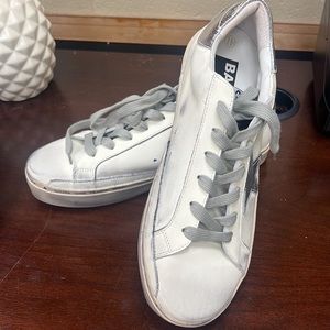 Golden Goose White and Silver Sneakers
